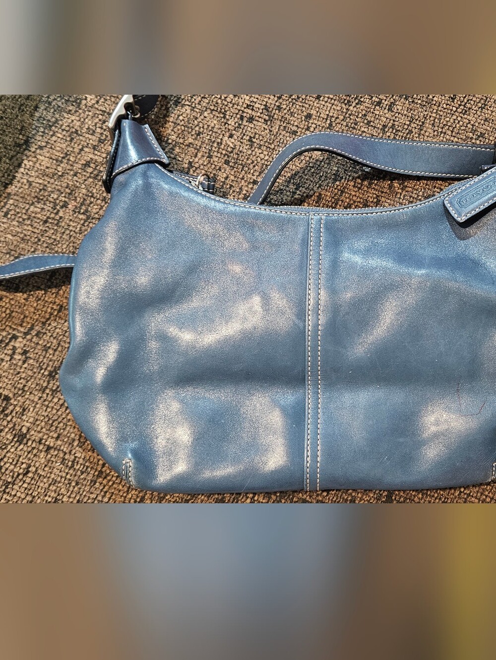 Vintage Coach Blue Leather Shoulder Bag - Classic Women's Handbag